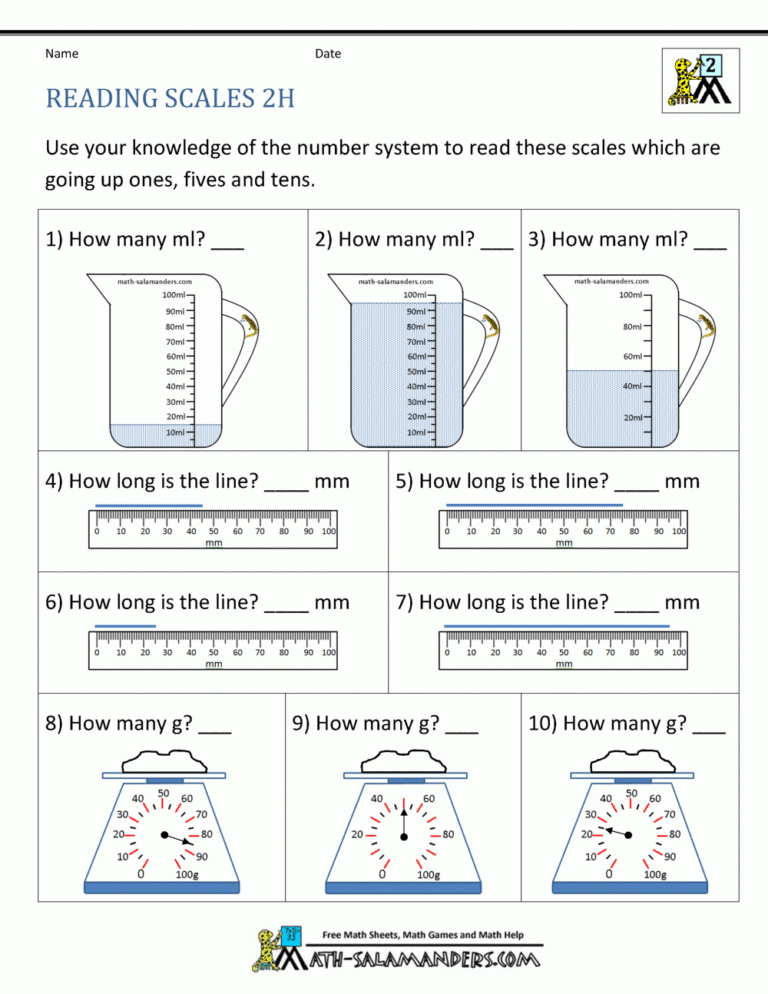 2nd Grade Measurement Worksheets