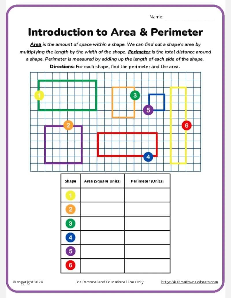 Free Printable Perimeter Worksheets 3rd Grade