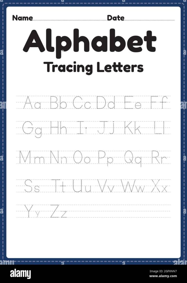 Abc Worksheet Of Tracing Alphabet Letters For Kindergarten And Preschool Kids For Handwriting Practice And Educational Activities In A Printable Page Stock Vector Image Art Alamy