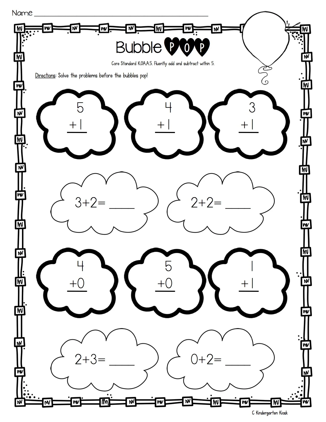 Math Fluency Worksheets For Kindergarten Math Fluency Worksheets For Kindergarten