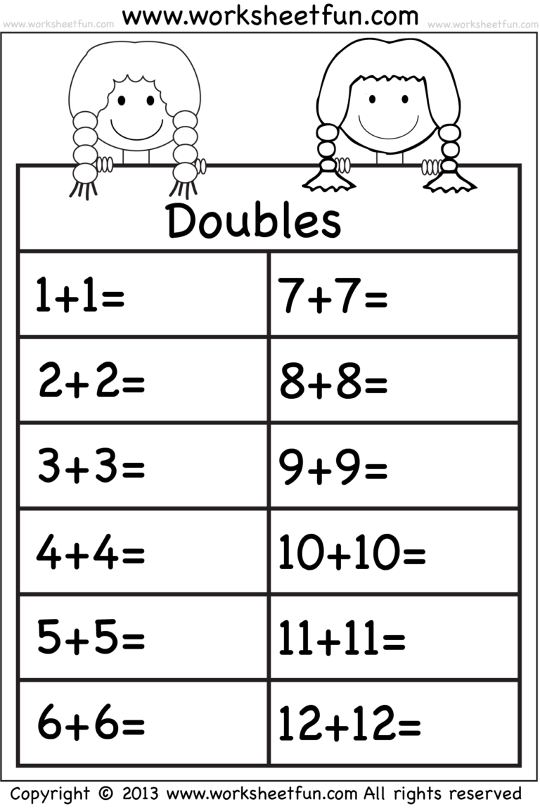 Addition Doubles 1 Worksheet FREE Printable Worksheets 
