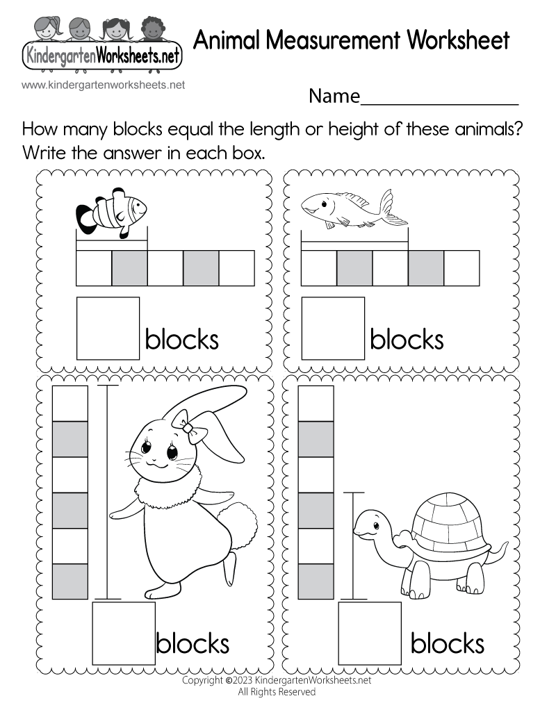 Measurement Worksheets Kindergarten Free