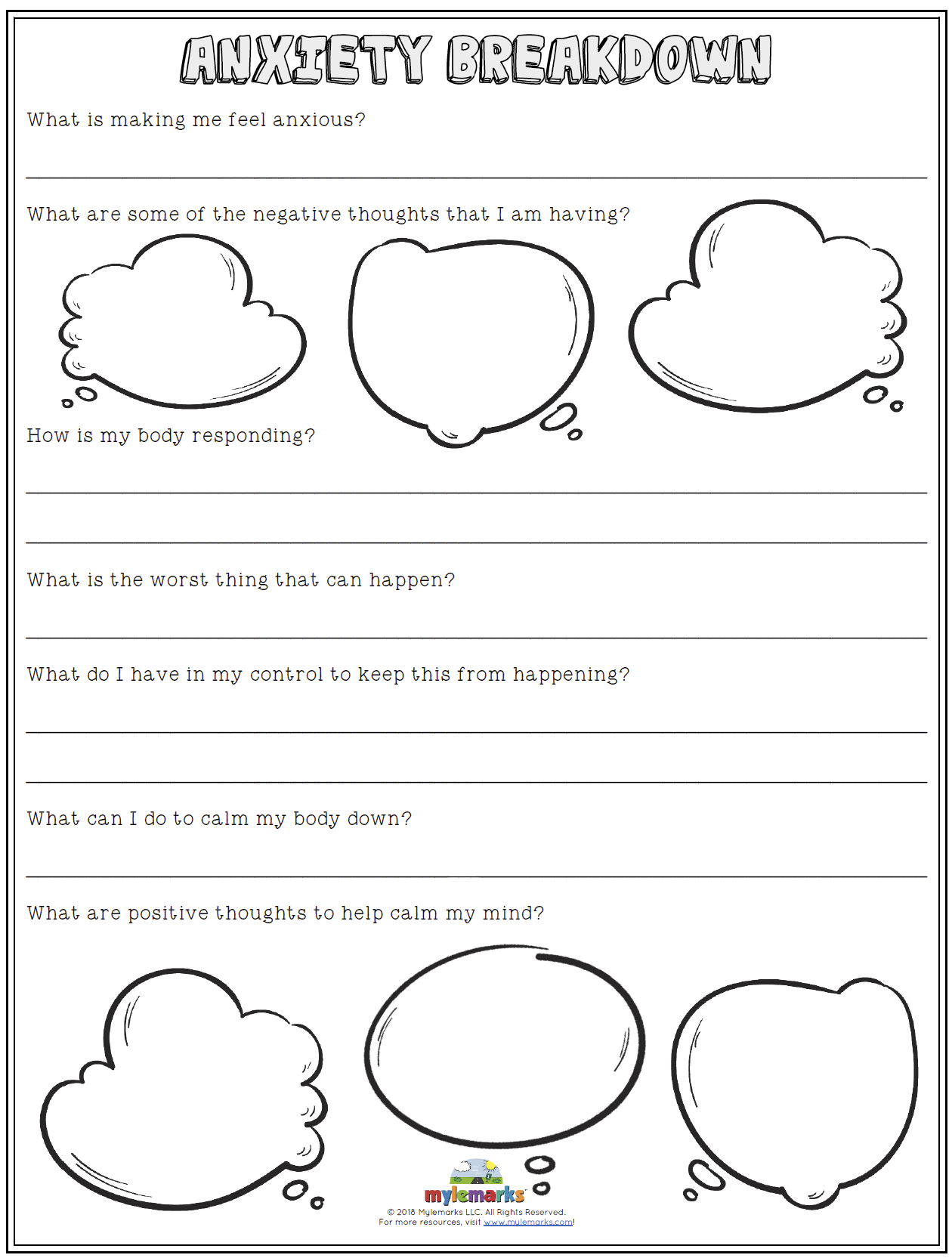 Free Printable Anxiety Worksheets For Kids Free Printable Anxiety Worksheets For Kids