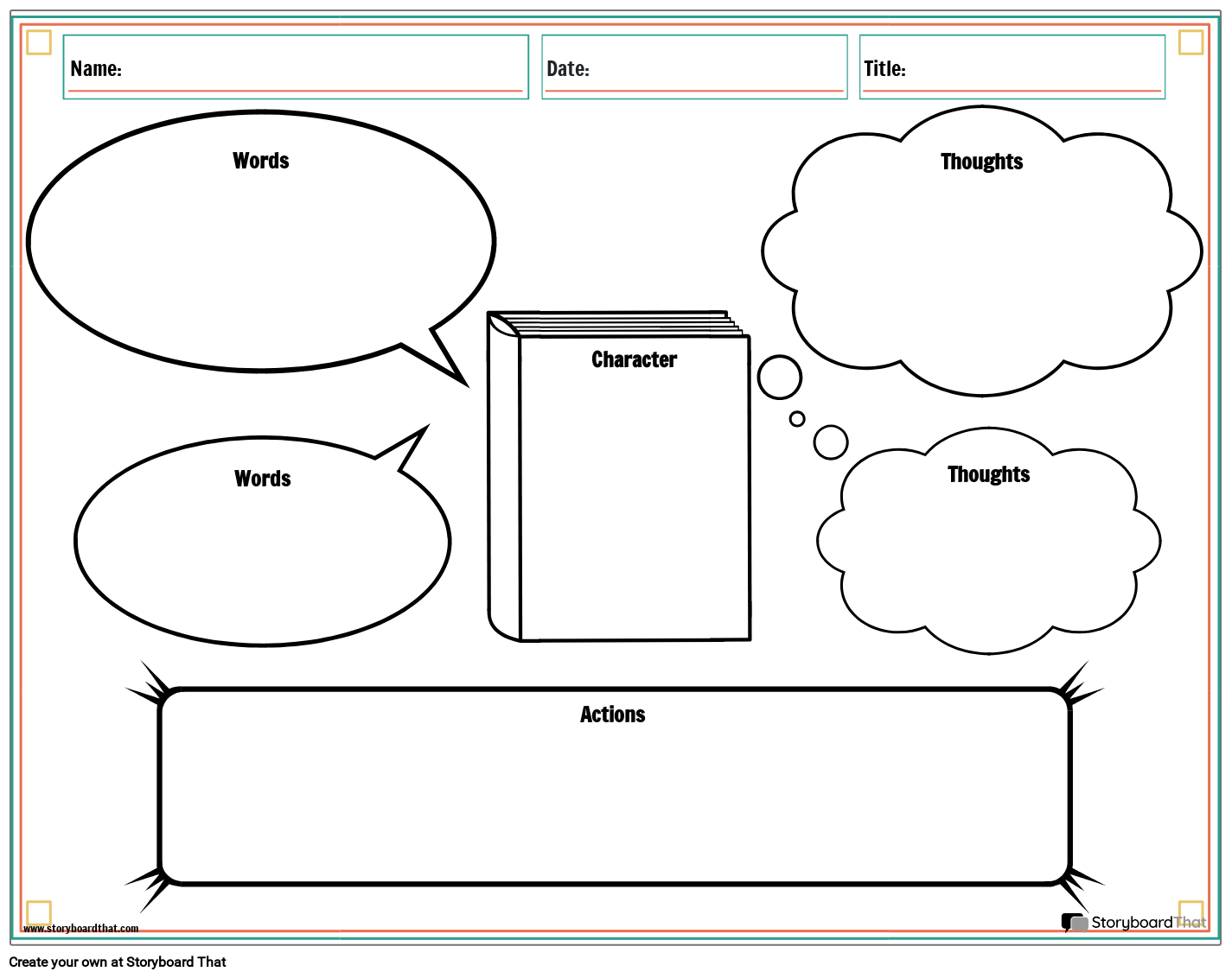 Printable Character Web Worksheets Printable Character Web Worksheets