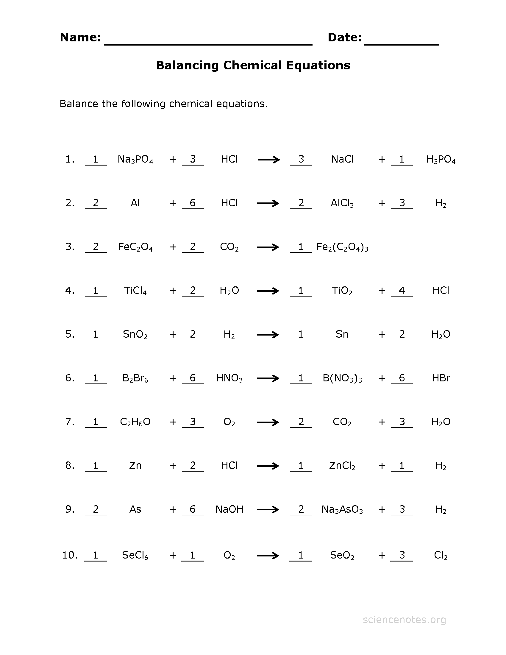 Free Printable Chemistry Worksheets Free Printable Chemistry Worksheets