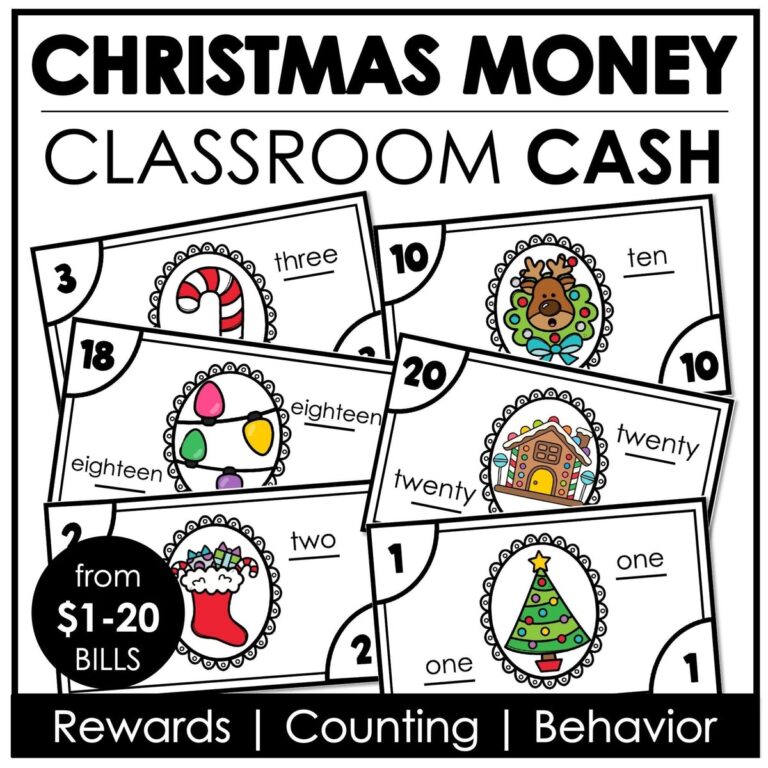 Christmas Money Class Cash Classroom Reward Fake Money Worksheets Library