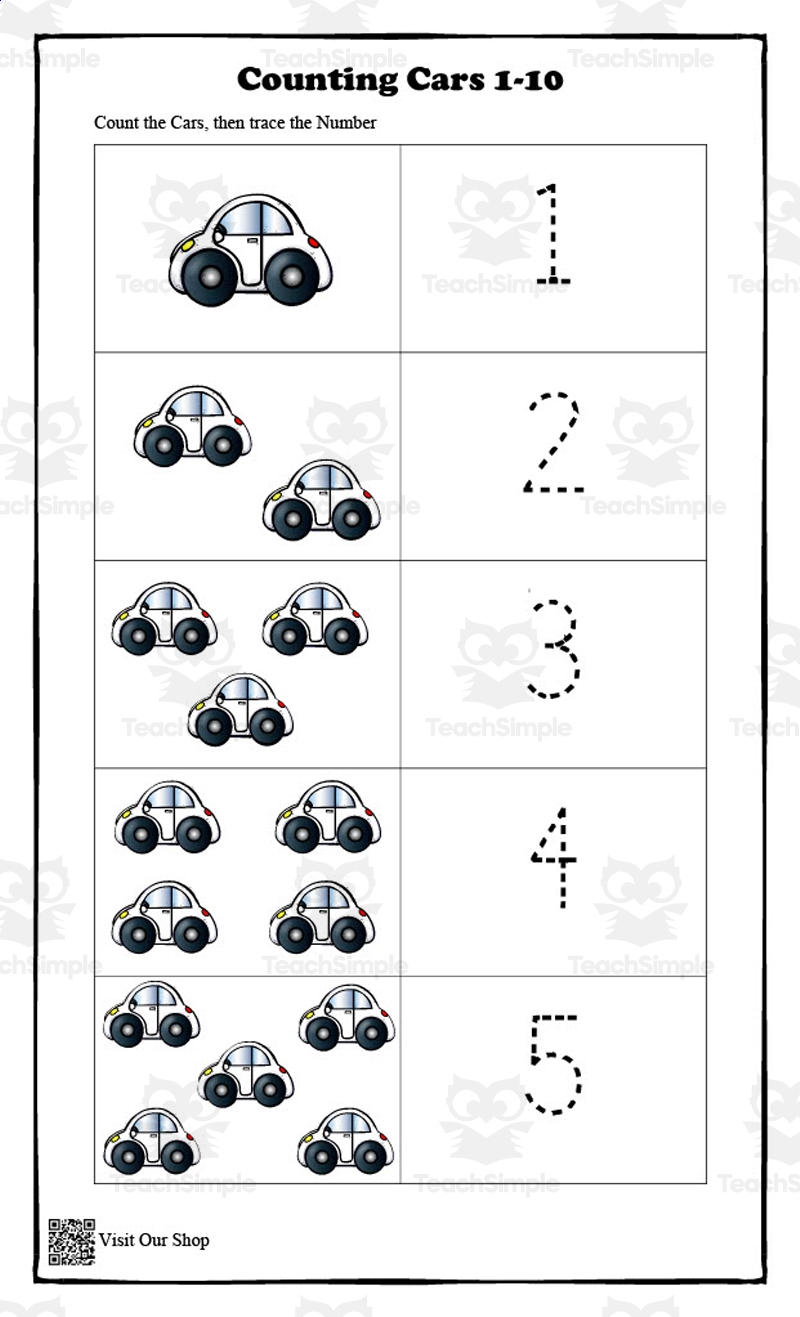 Cars Counting Sets Printable Worksheet Cars Counting Sets Printable Worksheet