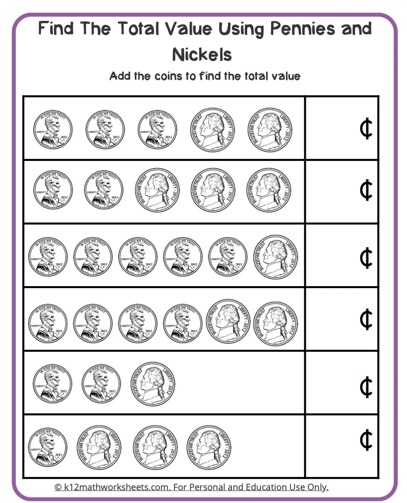 Printable Coin Value Worksheets Printable Coin Value Worksheets