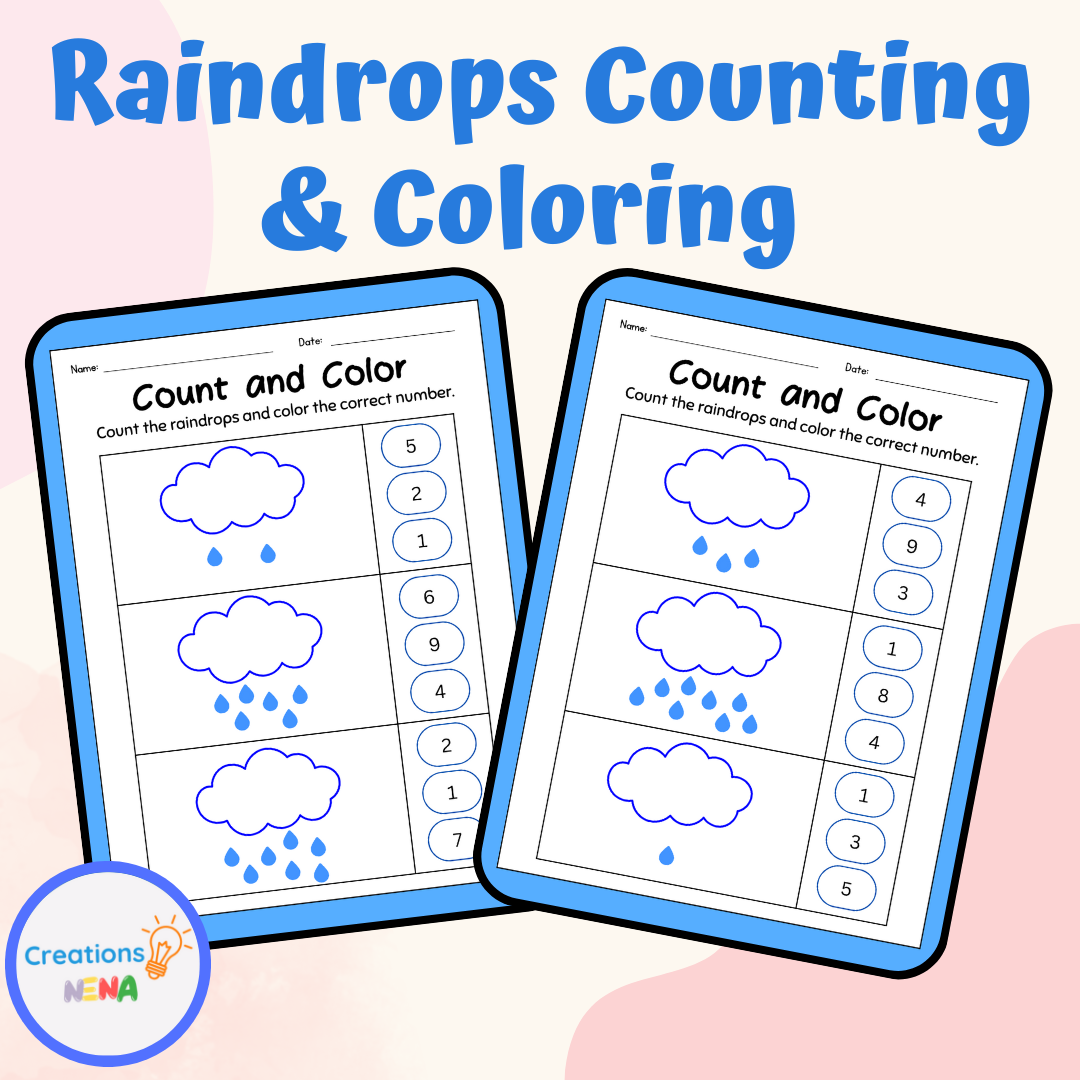 Preschool Counting Raindrops Worksheet Preschool Counting Raindrops Worksheet
