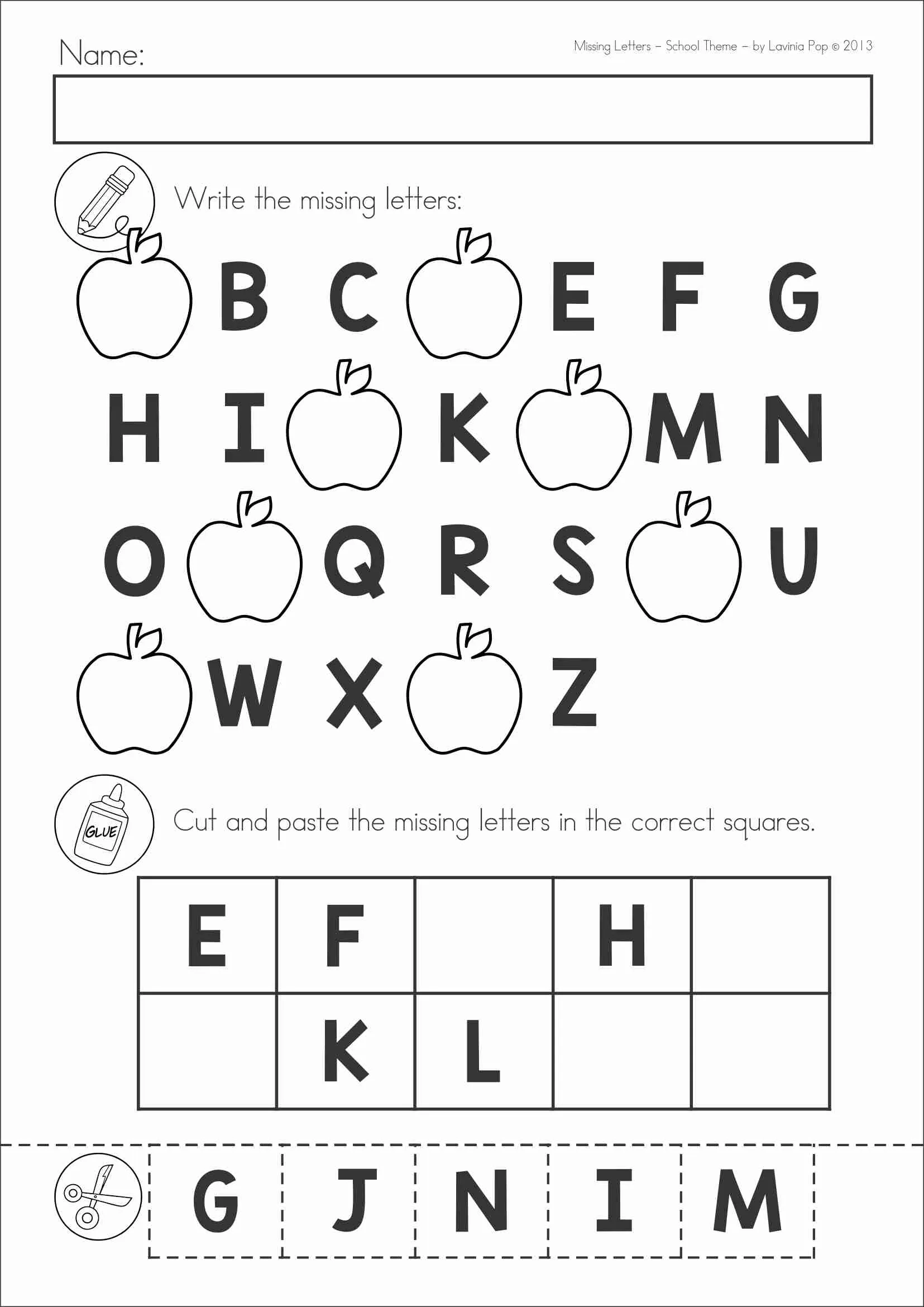 Alphabet Cut And Paste Worksheets Alphabet Cut And Paste Worksheets