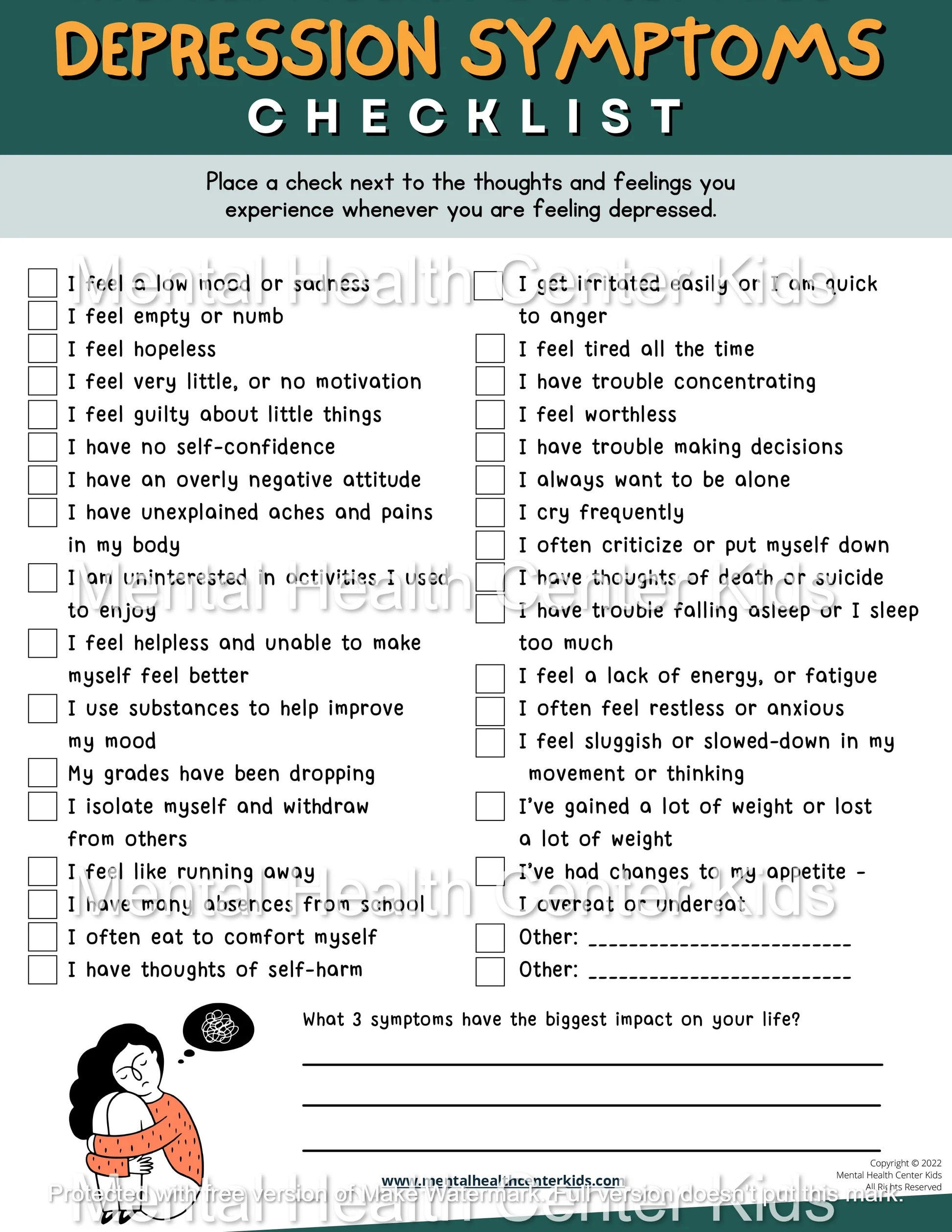 Depression Worksheets Printable Depression Worksheets Printable
