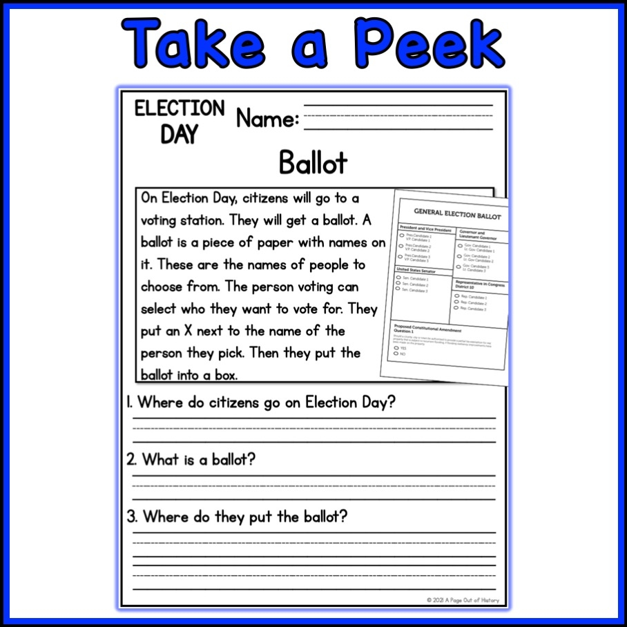 Election Day Reading Comprehension Worksheet Election Day Reading Comprehension Worksheet