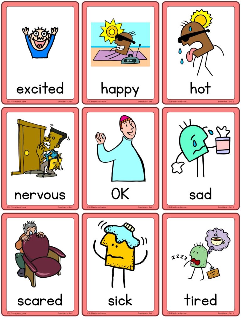 Emotions Flashcards For Children ESL Flashcards