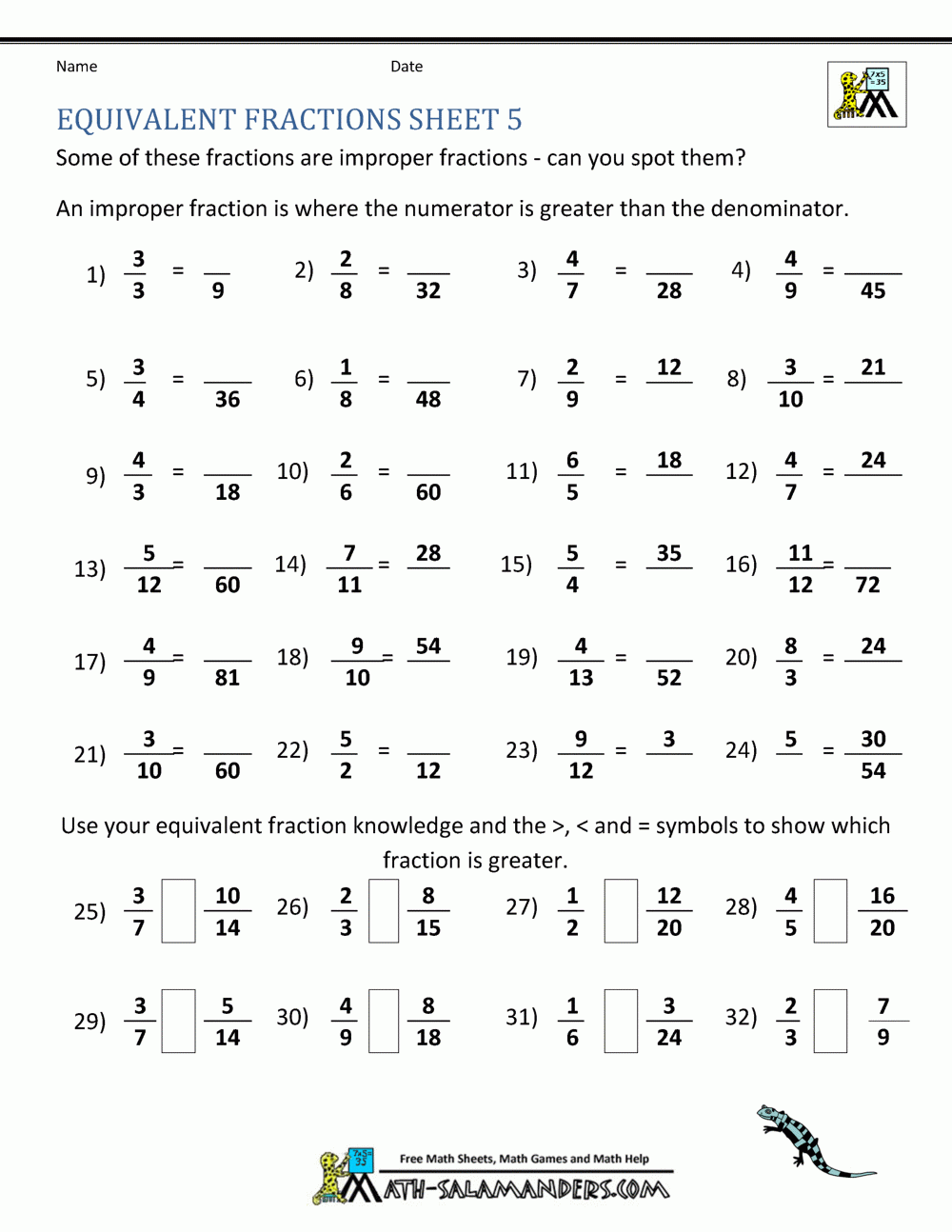Equivalent Fractions Free Worksheets Grade 5 Equivalent Fractions Free Worksheets Grade 5