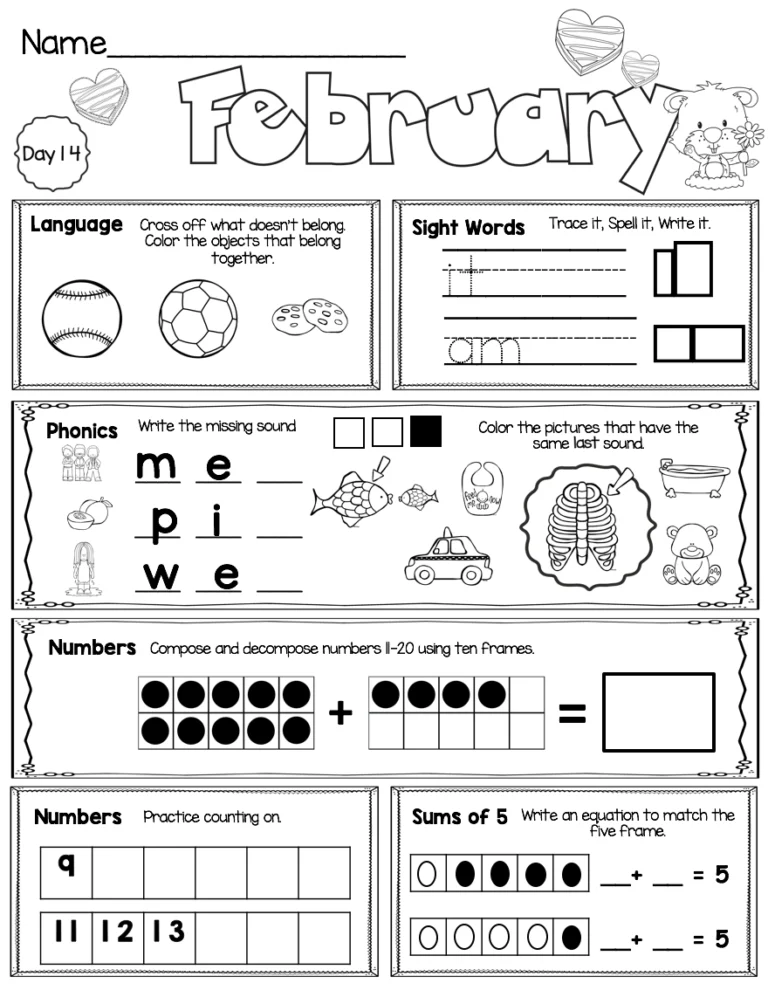 February Kindergarten Seat Work FREE WEEK Keeping My Kiddo Busy