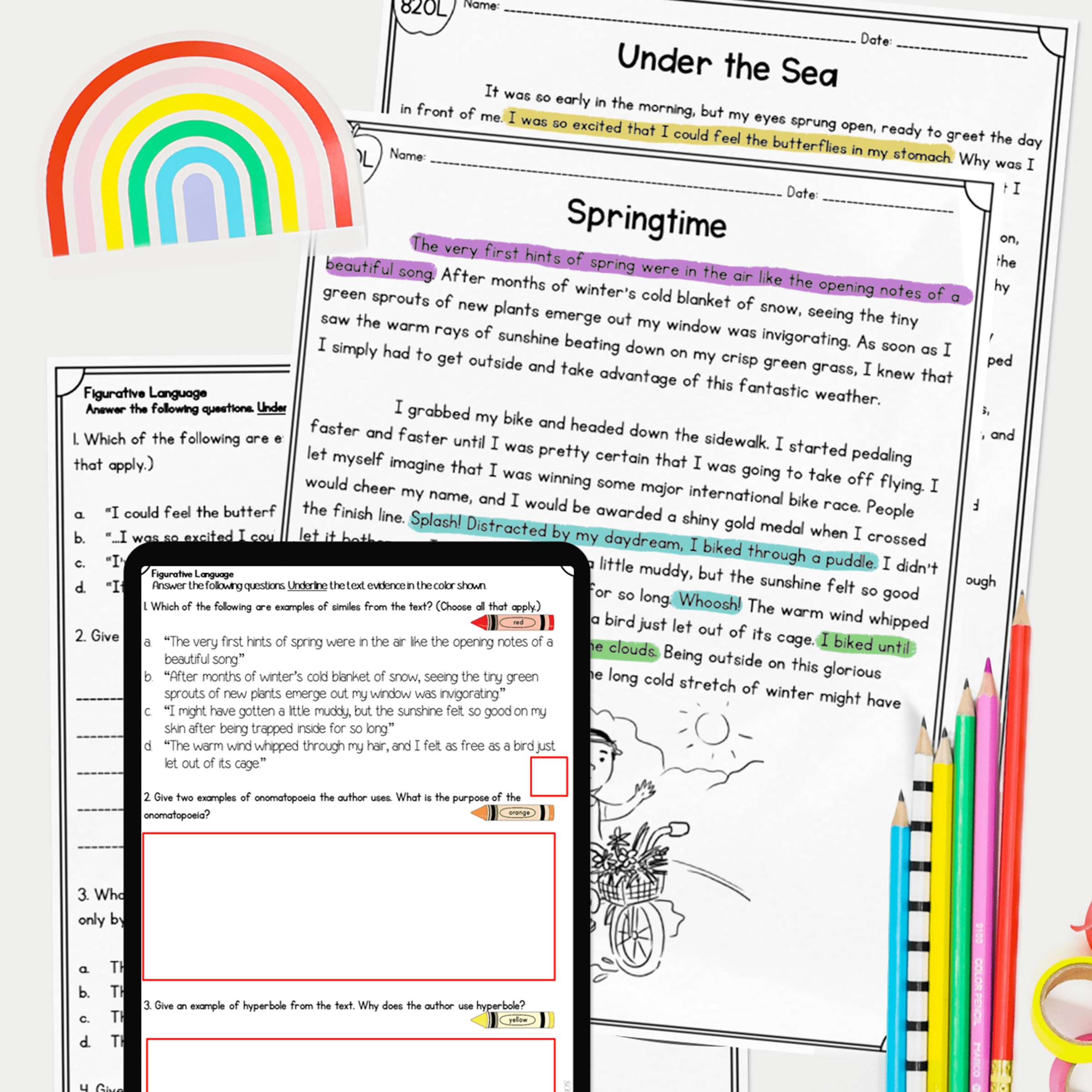 Reading Comprehension Worksheets Figurative Language