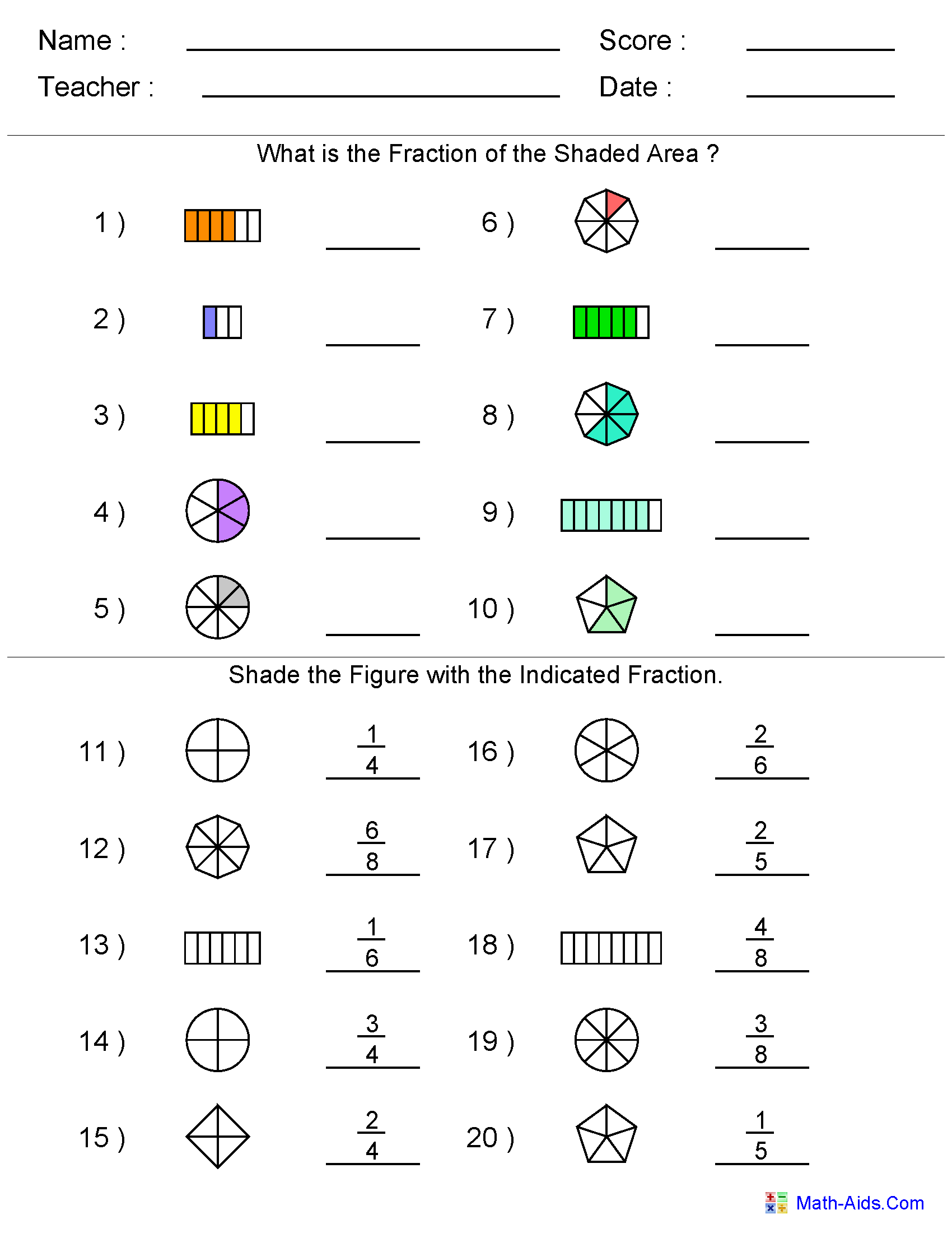Free Printable Visual Fraction Worksheets Free Printable Visual Fraction Worksheets