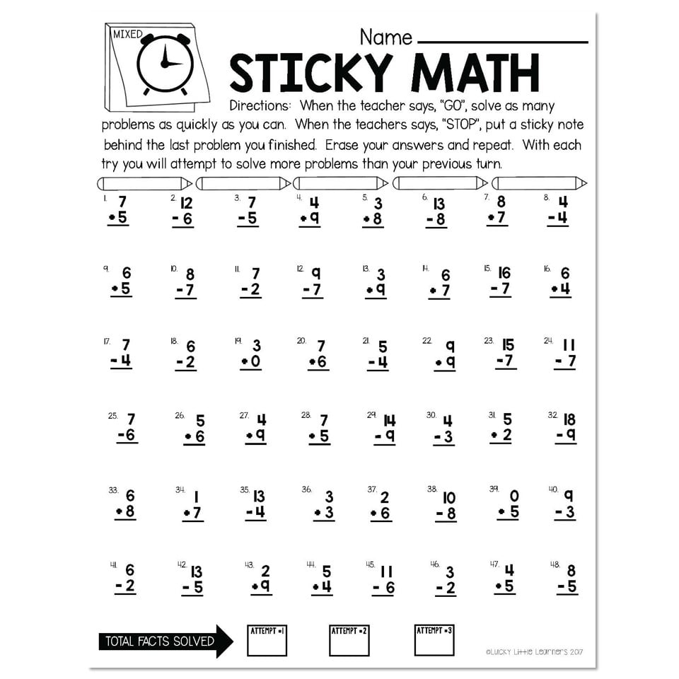 Printable 2nd Grade Timed Math Worksheets