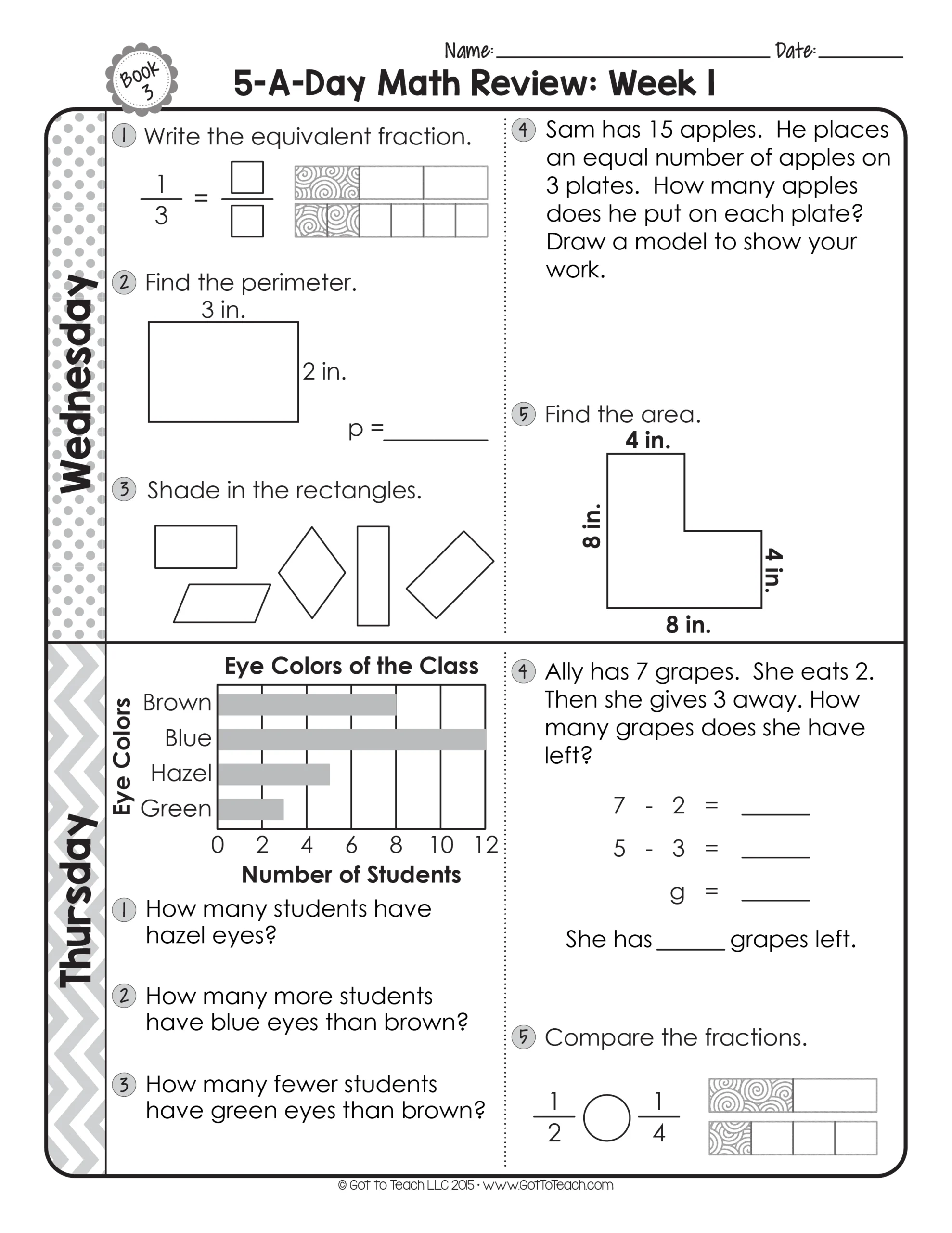 3rd Grade Cumulative Math Review Worksheet