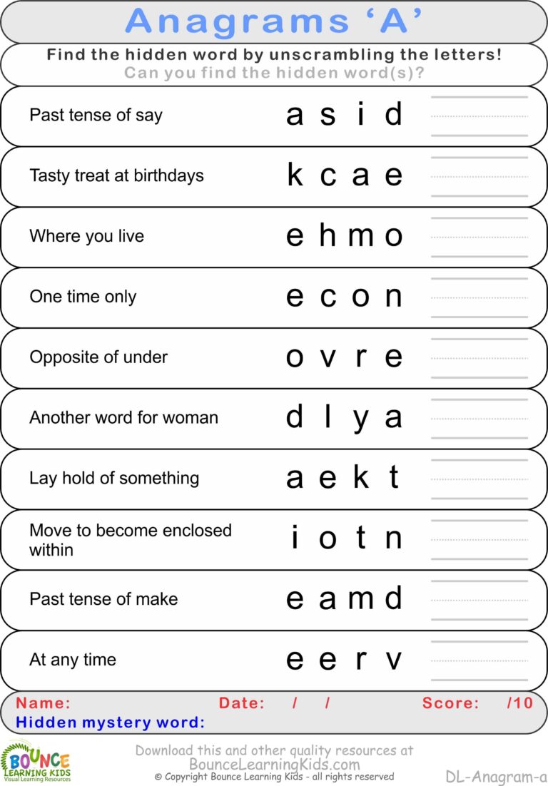 Free Anagram Worksheet Download Free Anagram Worksheet Png Images Free Worksheets On Clipart Library