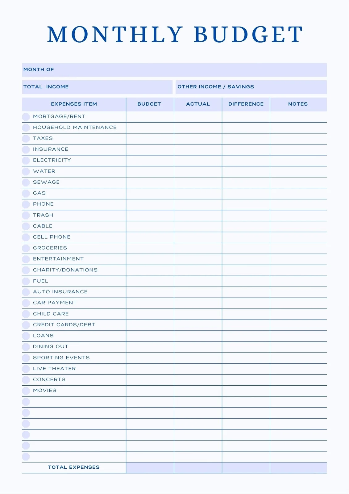 Printable Household Budget Worksheet Printable Household Budget Worksheet
