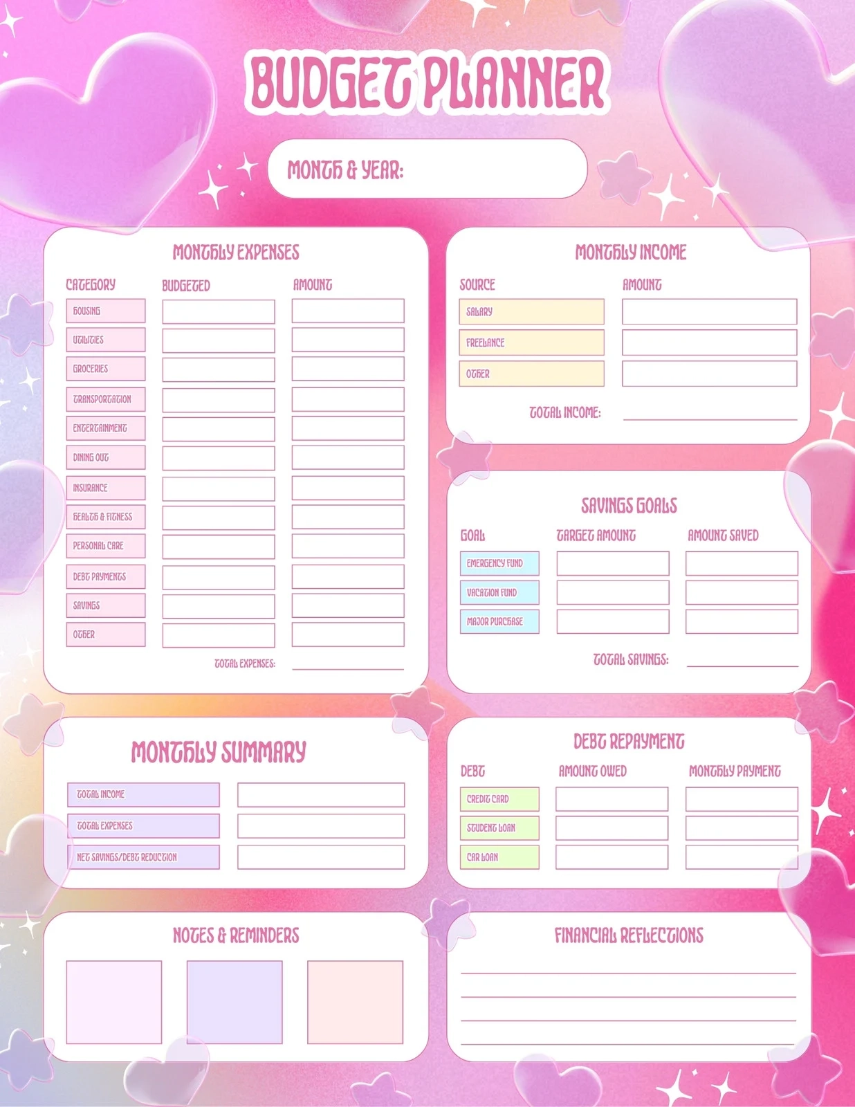 Cute Free Printable Monthly Budget Worksheet Cute Free Printable Monthly Budget Worksheet