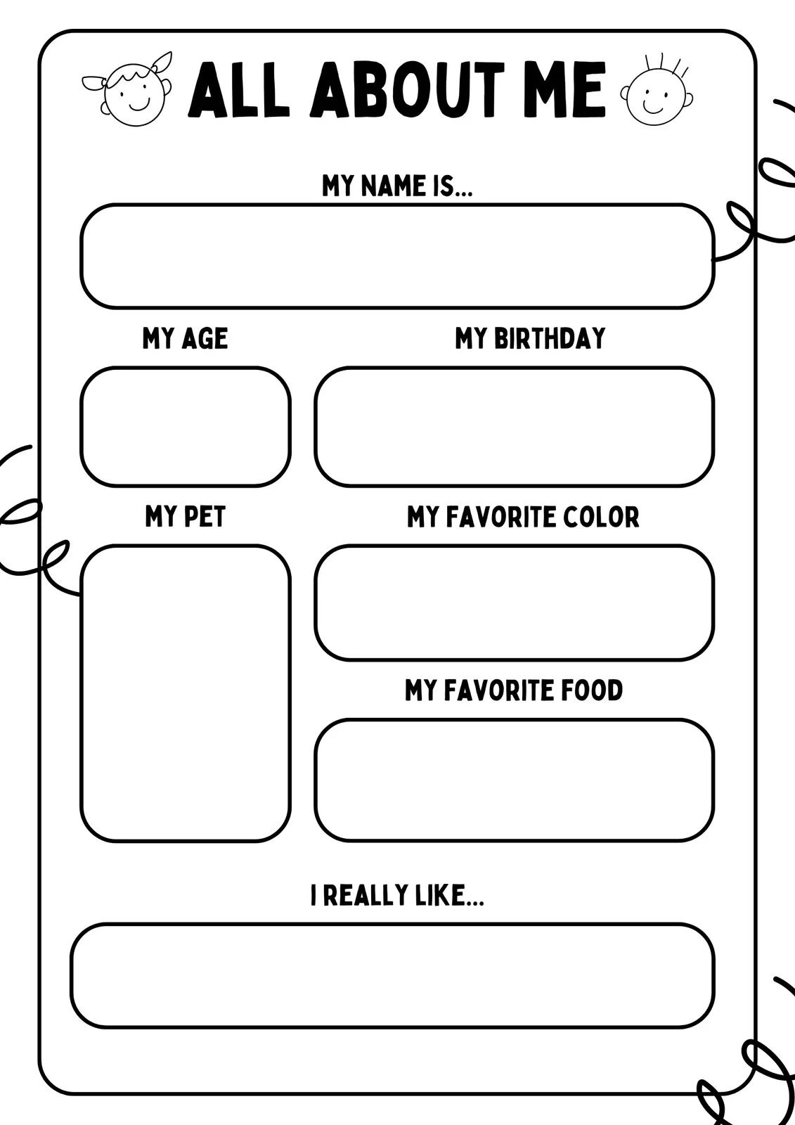 Fre Printable All About Me Worksheet Fre Printable All About Me Worksheet