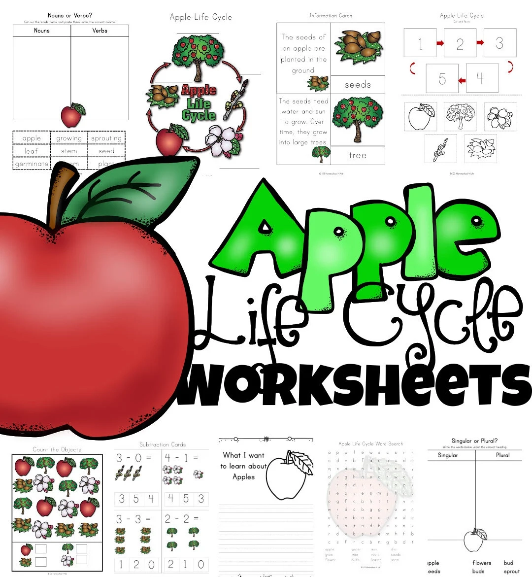 Printable Free Early Learning Worksheets Apple