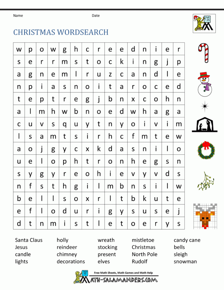 Free Christmas Worksheets For Kids Worksheets Library