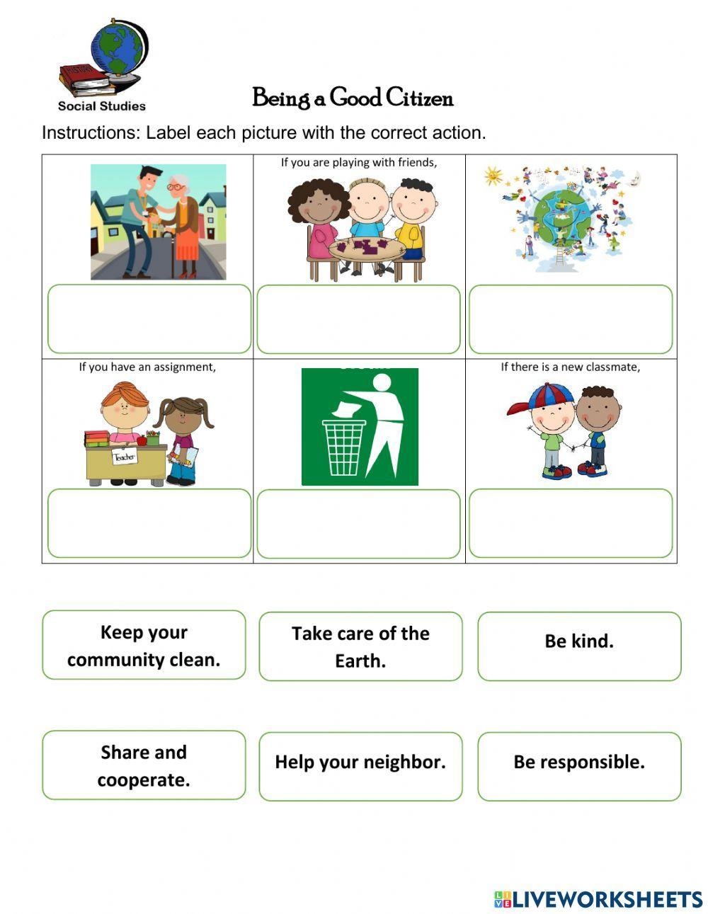 Free Citizenship Worksheets For Kindergarten Free Citizenship Worksheets For Kindergarten