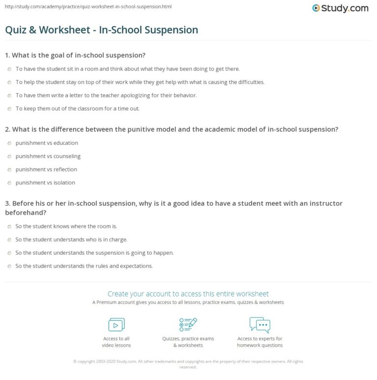 Free In School Suspension Worksheet Download Free In School 