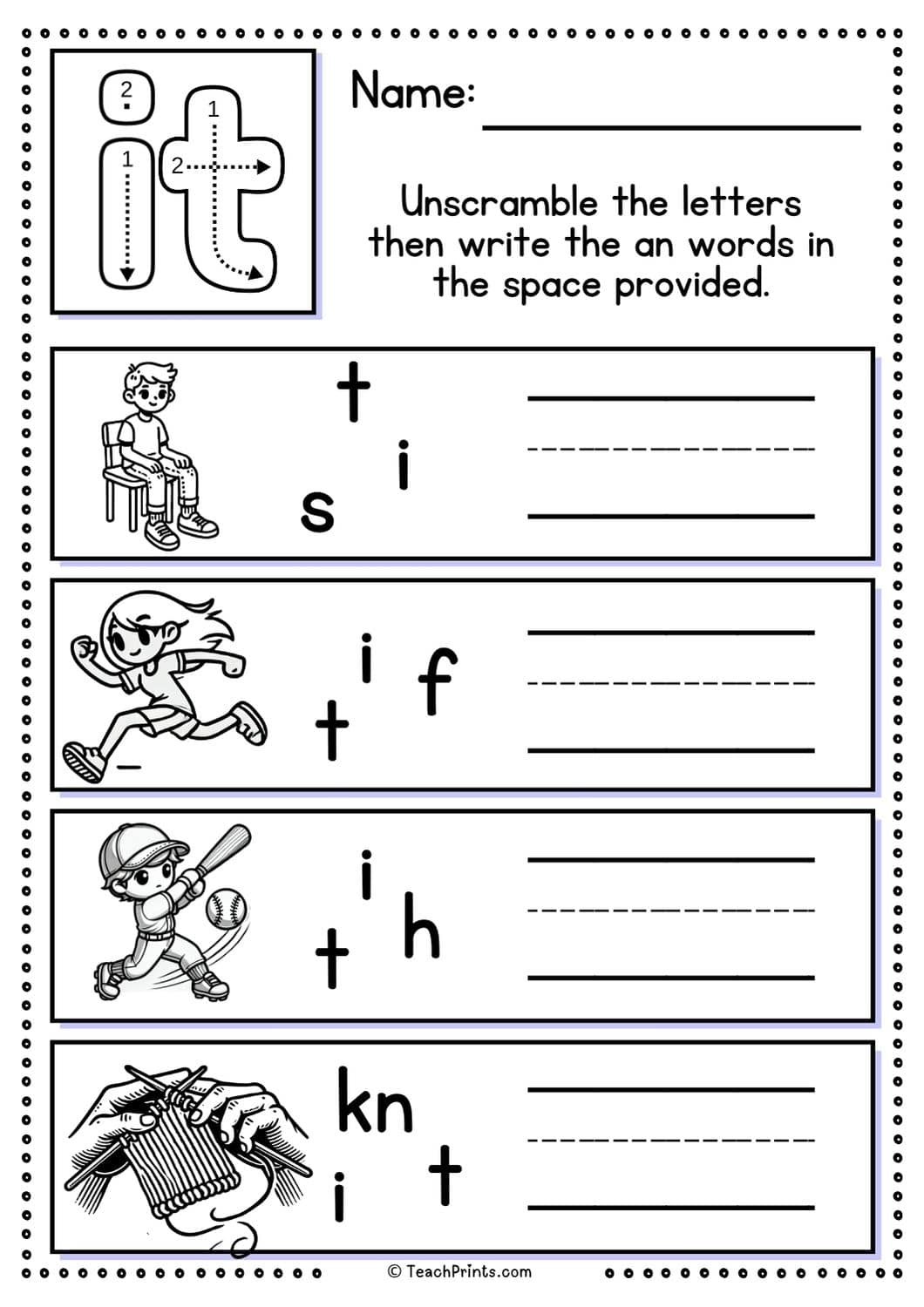 Free Printable It Word Family Worksheets Free Printable It Word Family Worksheets