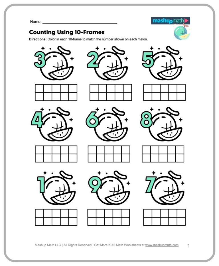 Free Kindergarten Math Worksheets Printable Mashup Math