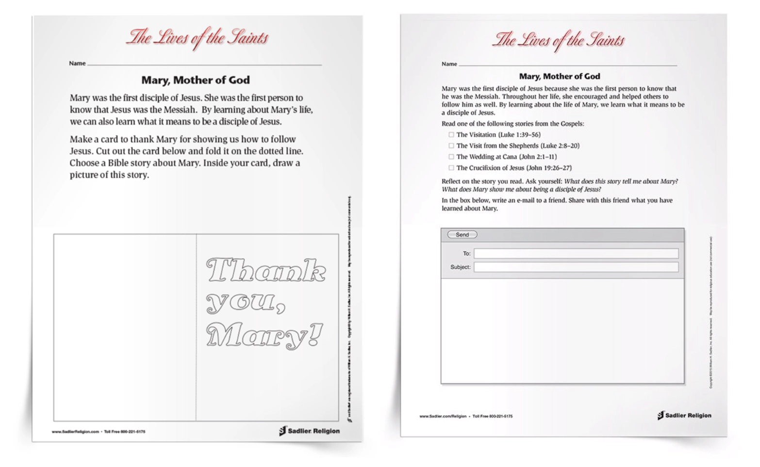 Printable Mary Mother Of Jesus Worksheets