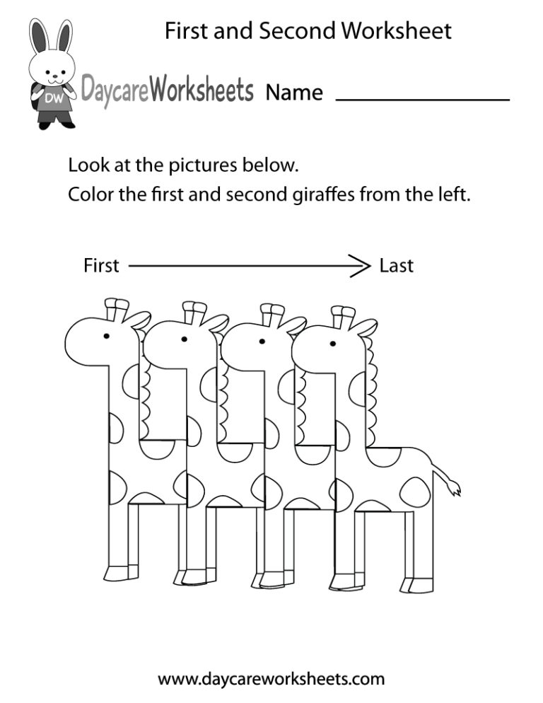 Free Preschool First And Second Worksheet