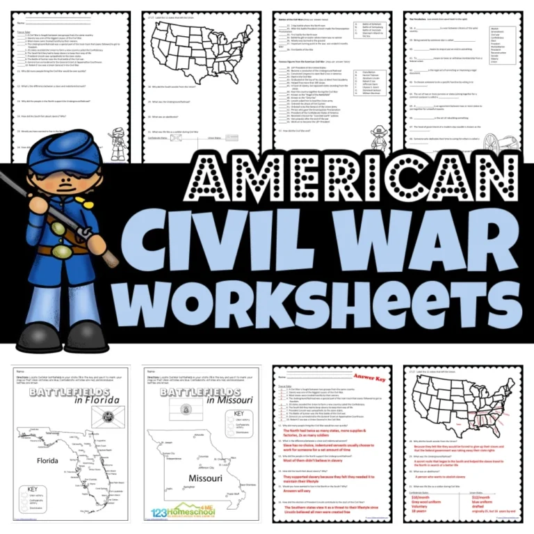 FREE Printable Civil War Worksheets For Kids