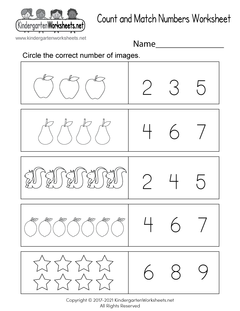 Free Printable Count And Match Worksheets Free Printable Count And Match Worksheets