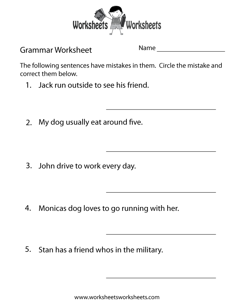 Free Worksheets Printable Grammar Free Worksheets Printable Grammar
