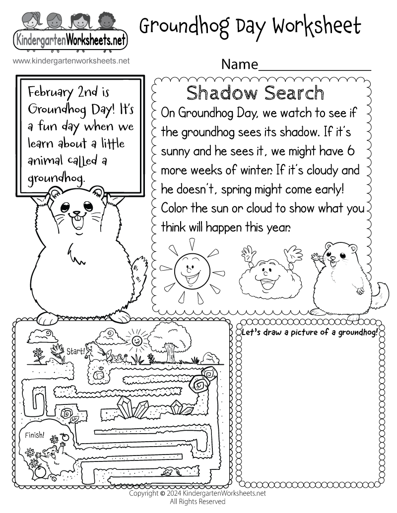 Kindergarten Worksheets Printable Groundhog Day Kindergarten Worksheets Printable Groundhog Day