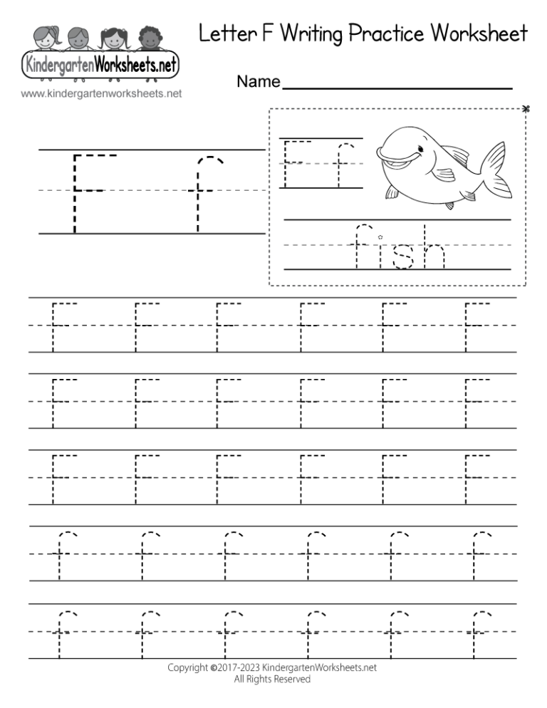 Free Printable Letter F Writing Practice Worksheet