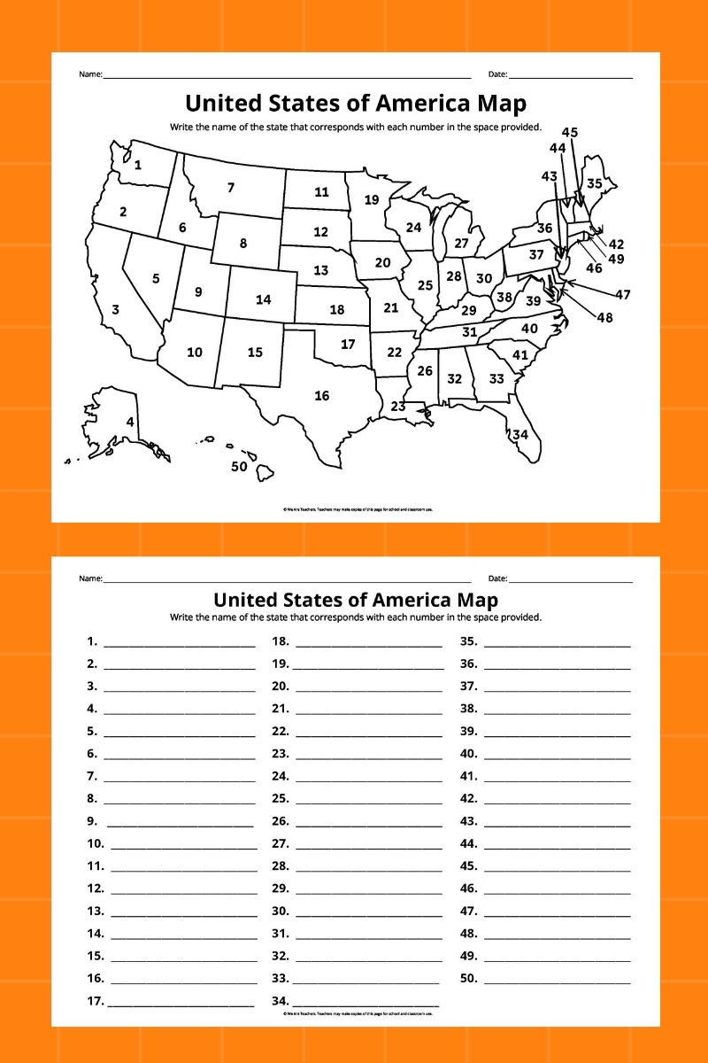 Blank Us Map Worksheet Printable