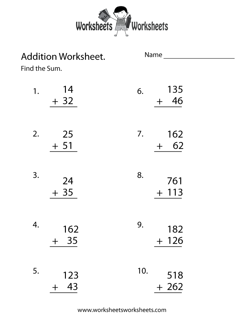 Free Printable Adding Worksheets Free Printable Adding Worksheets