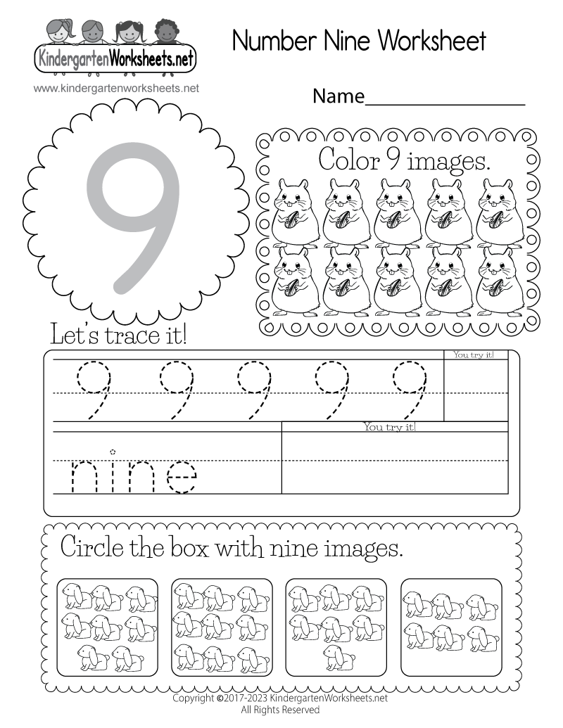 Number 9 Printable Worksheets Number 9 Printable Worksheets