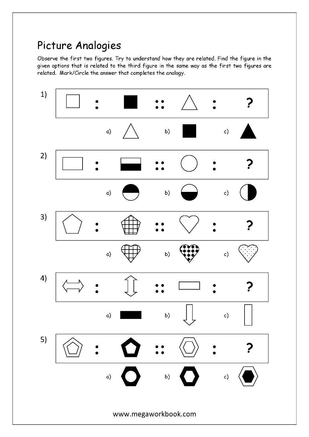 Free Printable Picture Analogy Worksheets