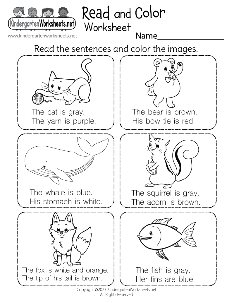 Printable Kindergarten Reading Worksheets