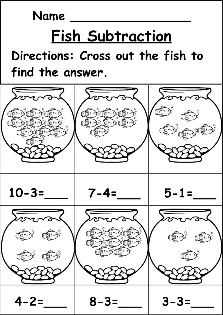 Free Subtraction Worksheets For Kindergarten