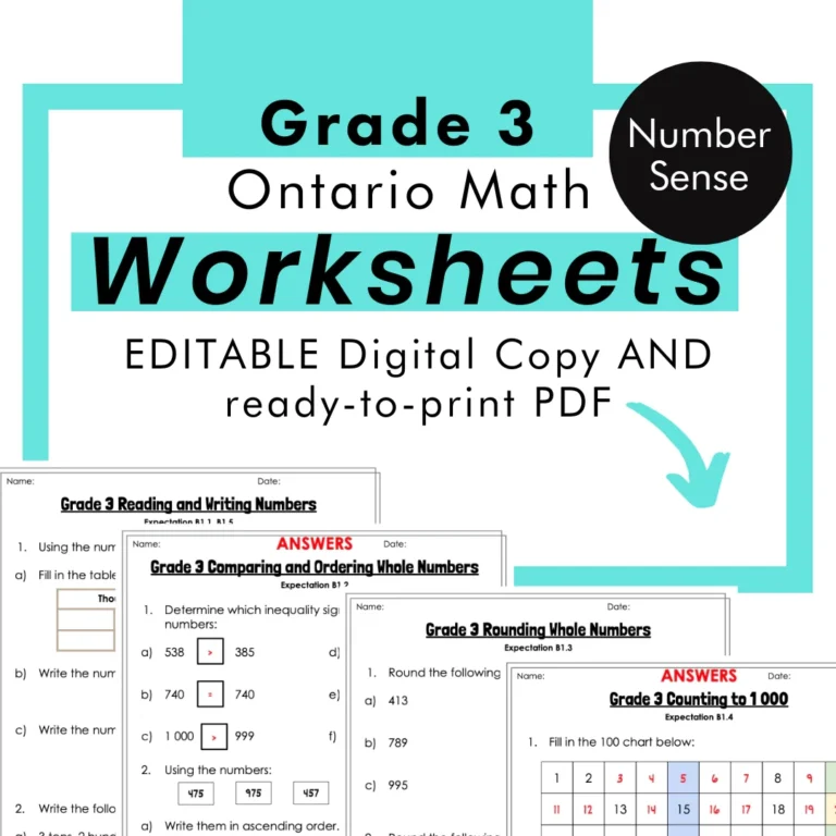 Grade 3 Ontario Math Worksheets Number Sense PDF And Google Slides My Call To Teach
