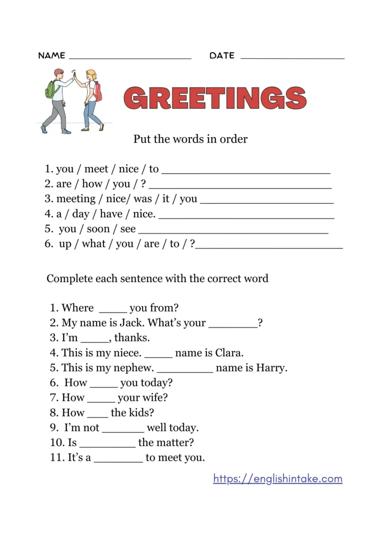 Greetings Exercises With Answers