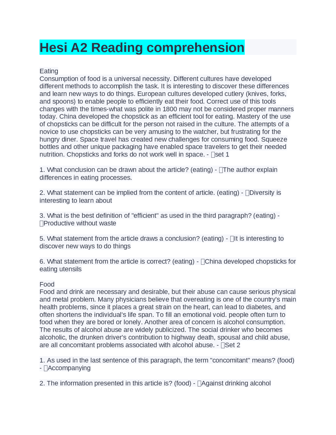 Hesi Reading Comprehension Worksheets Hesi Reading Comprehension Worksheets