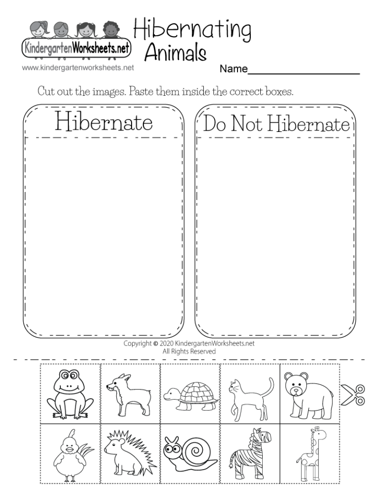 Hibernating Animals Worksheet Free Printable Digital PDF